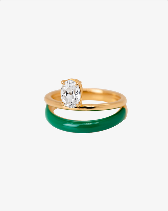 Verdant Enamel Solitaire Ring