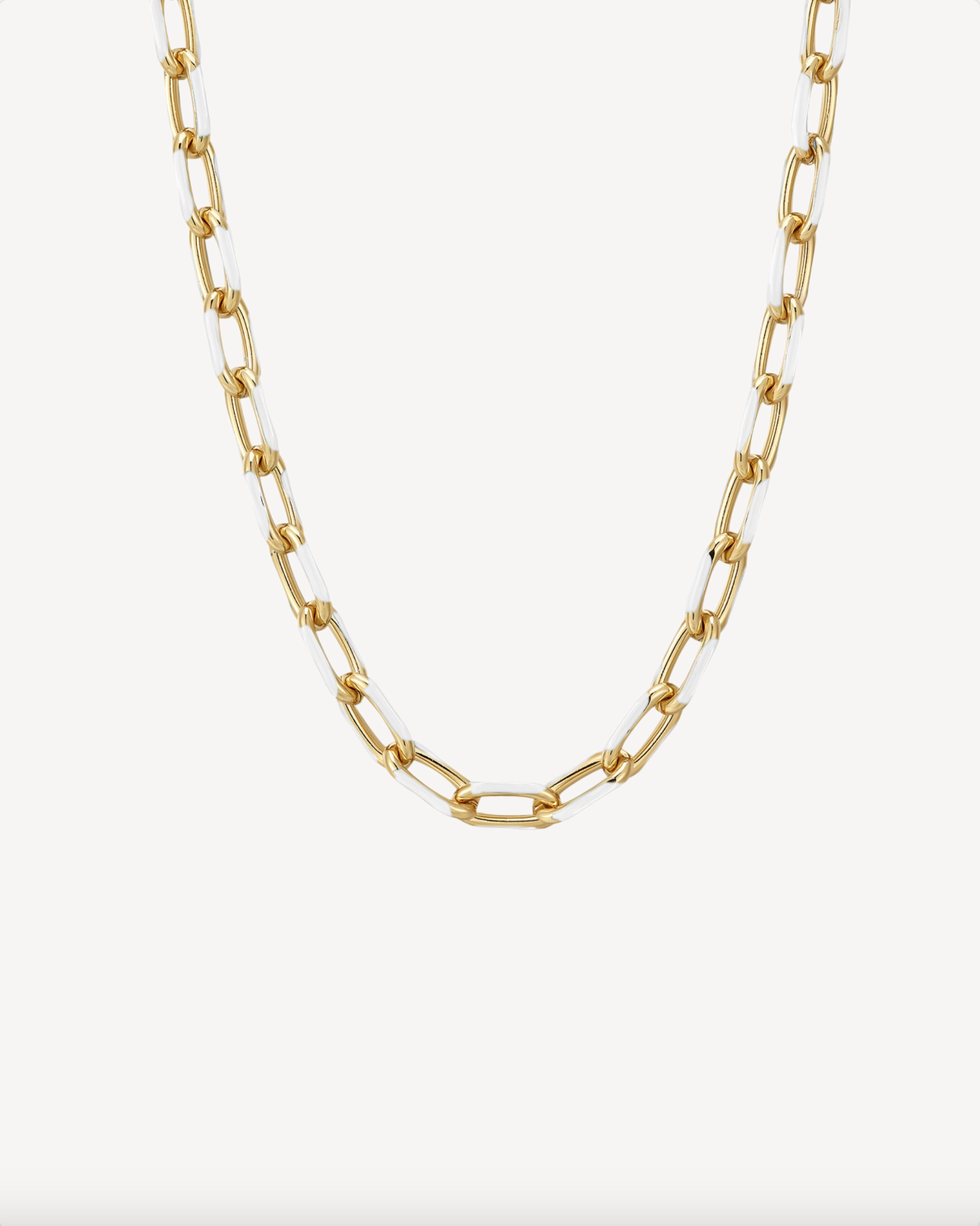 Azure Enamel Paperclip Chain Necklace