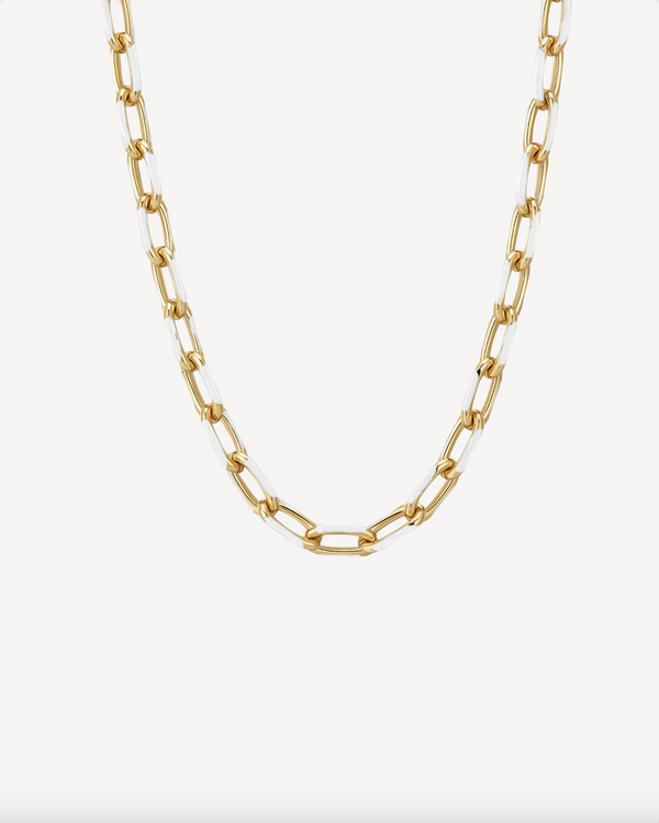 Azure Enamel Paperclip Chain Necklace