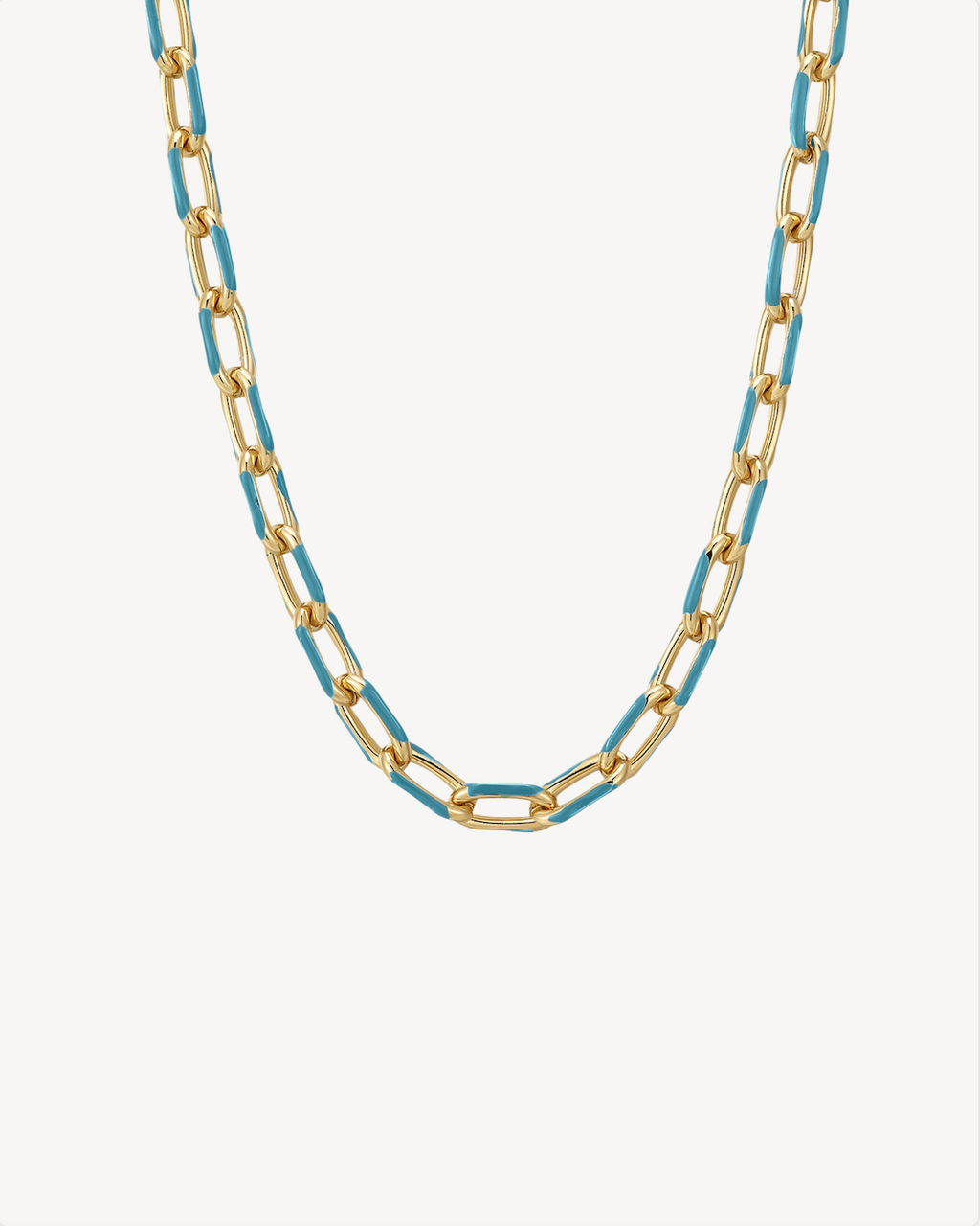 Azure Enamel Paperclip Chain Necklace