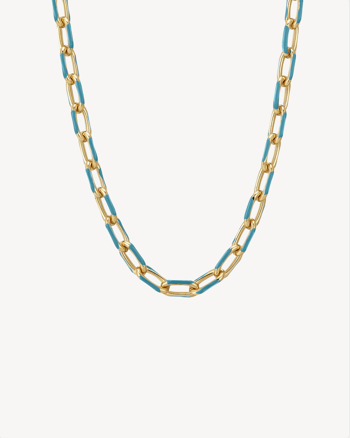 Azure Enamel Paperclip Chain Necklace