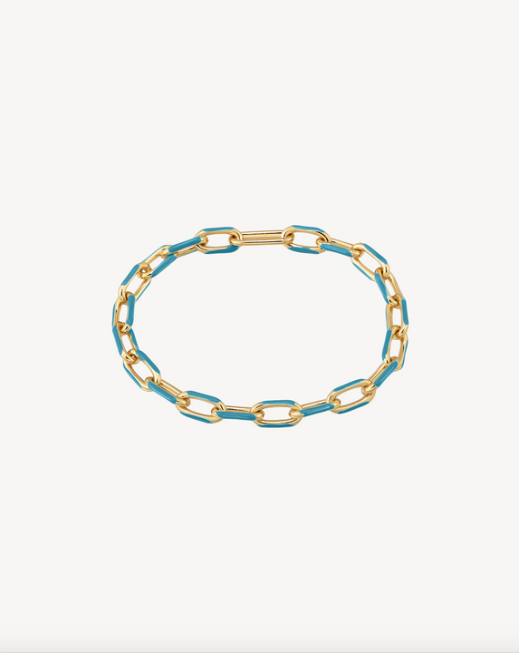 Azure Enamel Paperclip Chain Bracelet