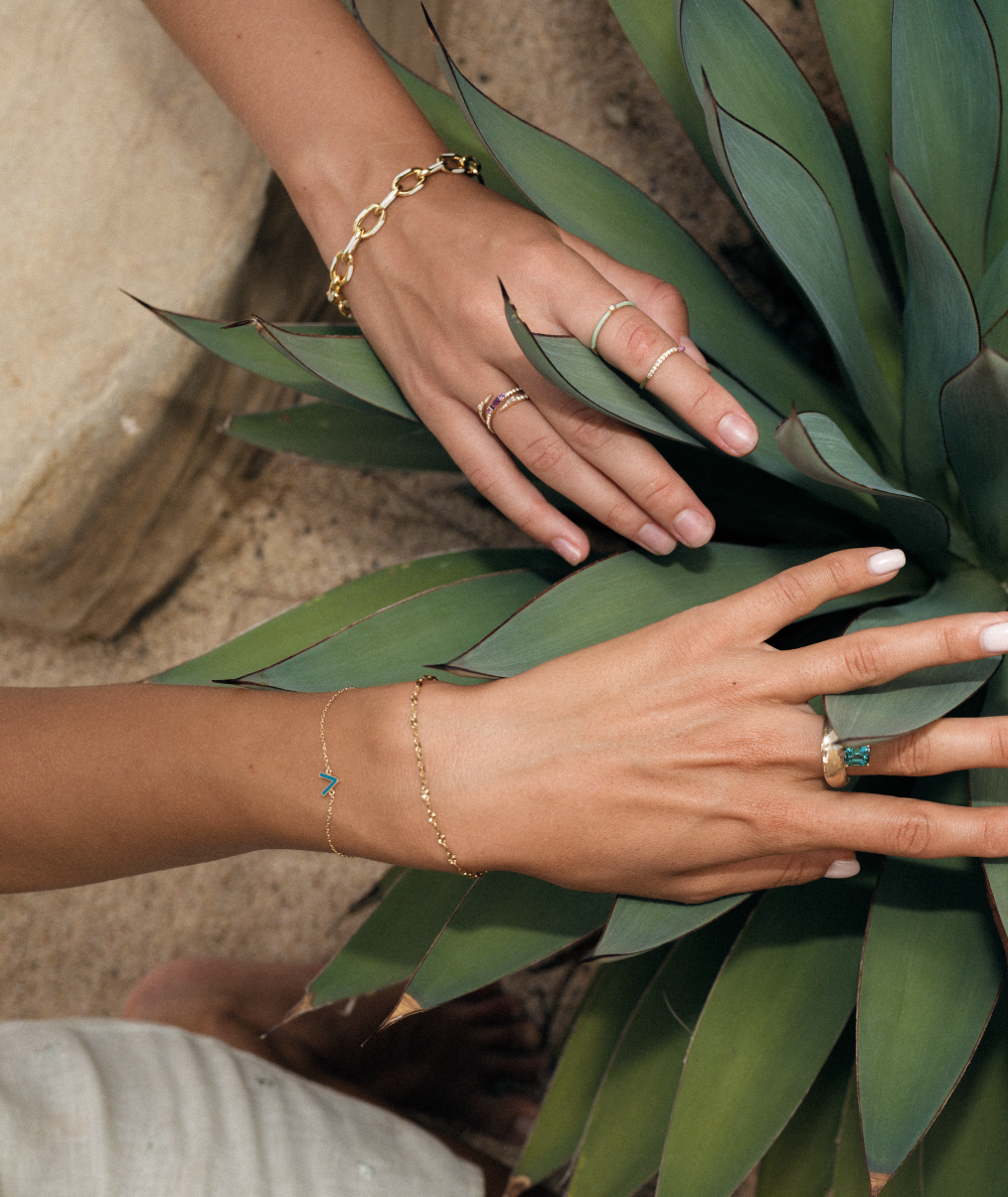 Azure Enamel Paperclip Chain Bracelet