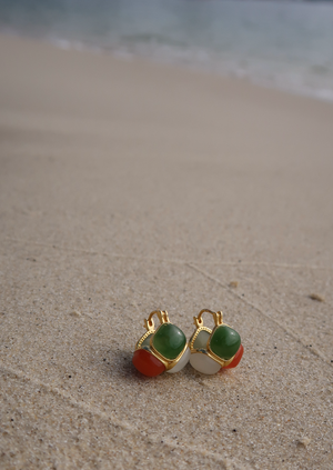 Trinity Jade Huggie Earrings