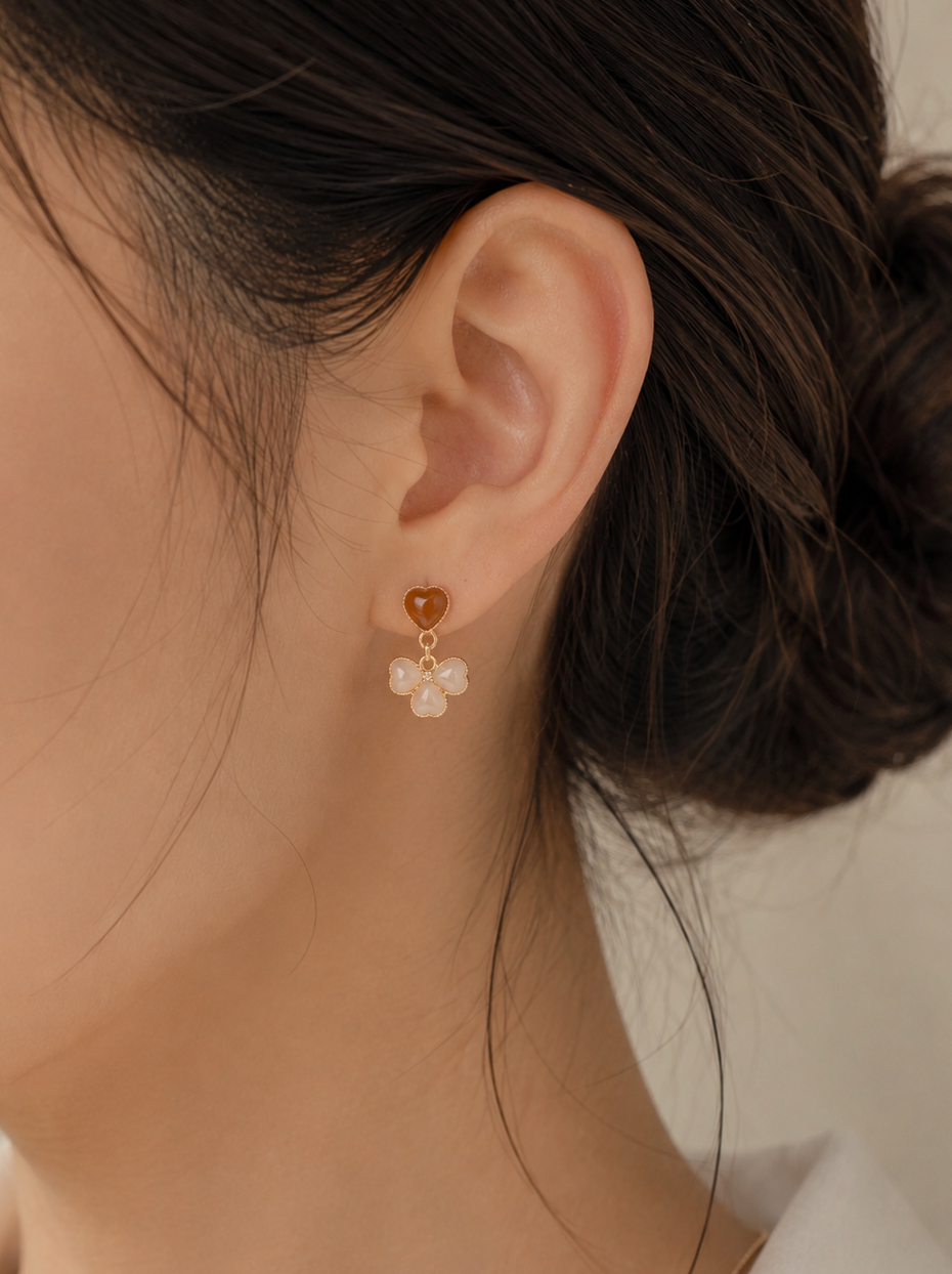 Honey Jade Clover Earrings