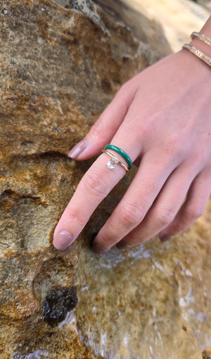 Verdant Enamel Solitaire Ring