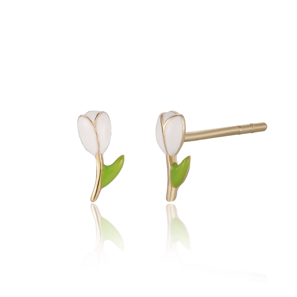 Blooming Tulip Enamel Stud Earring