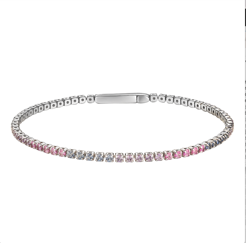 18k Gold Tennis Bracelet With Different Gemstones