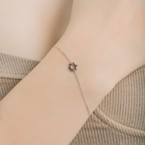 Star of David Bracelet in Solid Gold White Gold