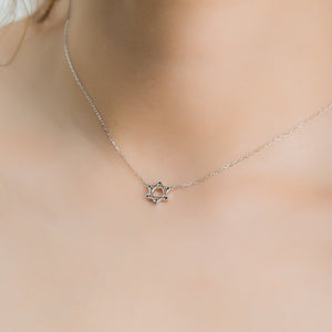 Star of David Necklace in Solid Gold White Gold