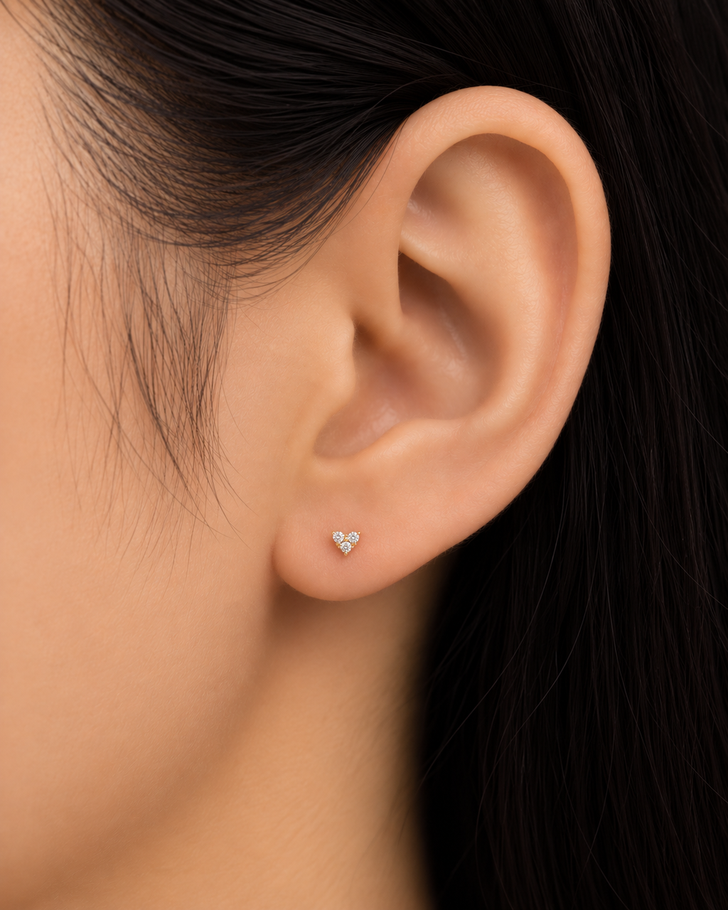 Trio Heart Flatback Earring