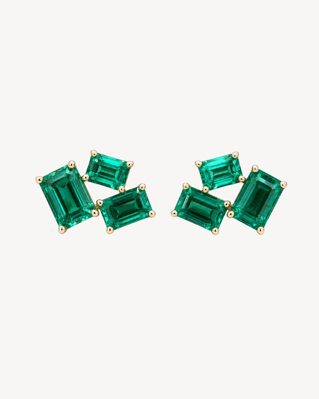 Trio Emerald Stud Earrings