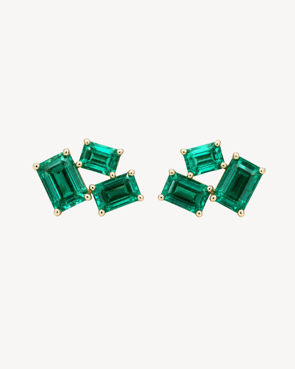 Trio Emerald Stud Earrings