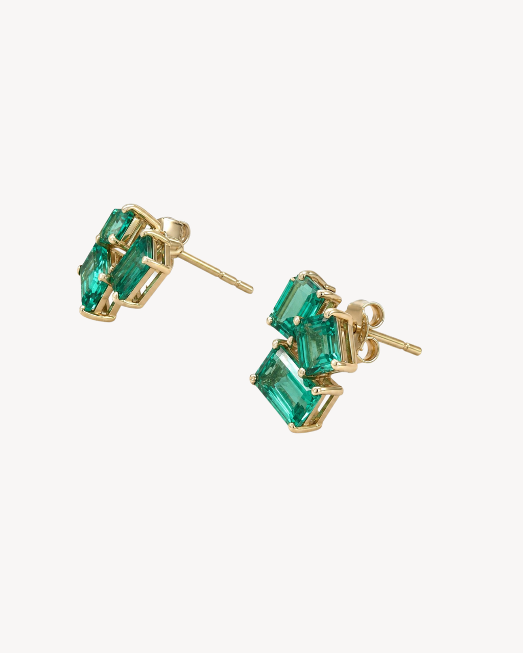 Trio Emerald Stud Earrings