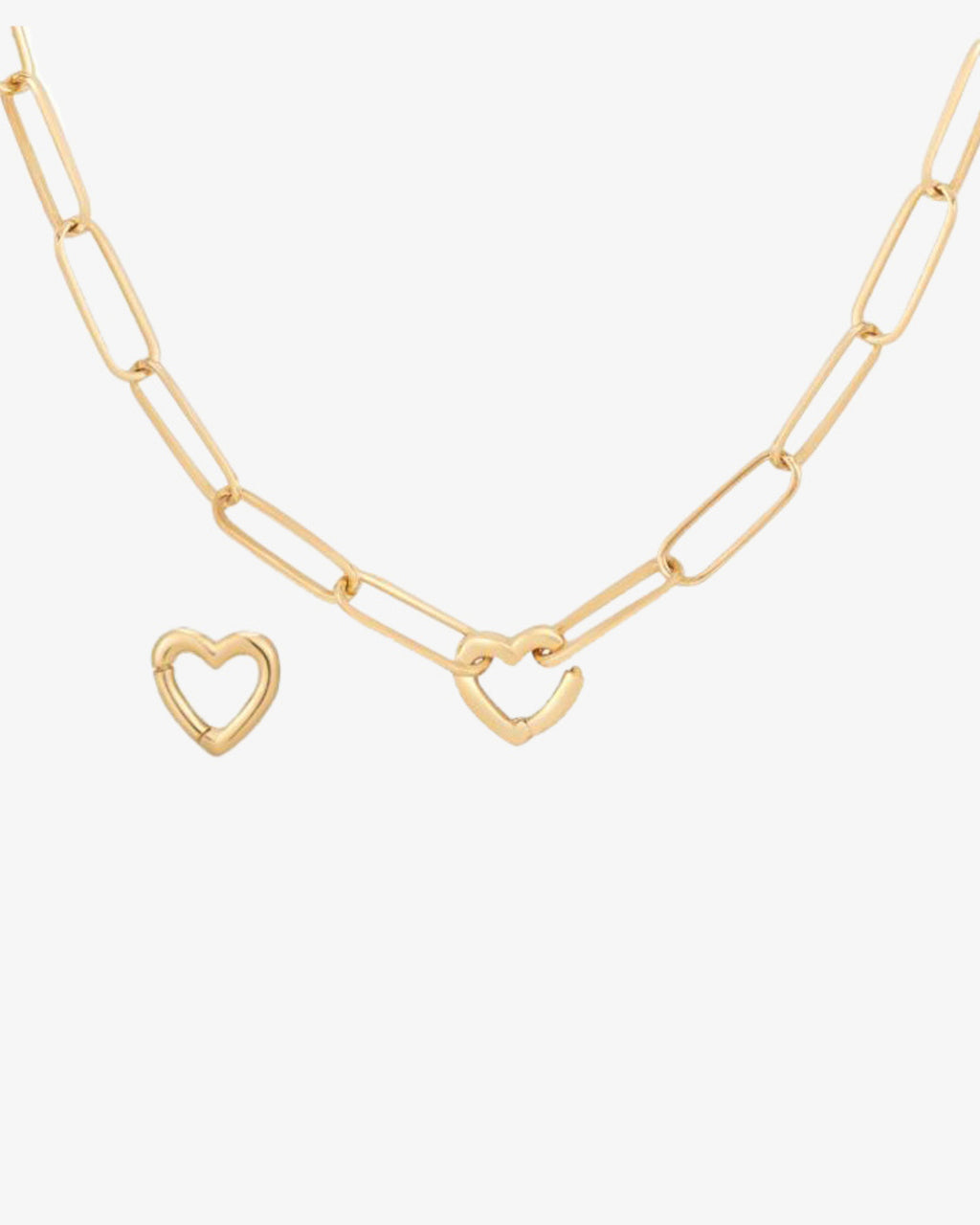 Golden Heart Paperclip Chain Necklace