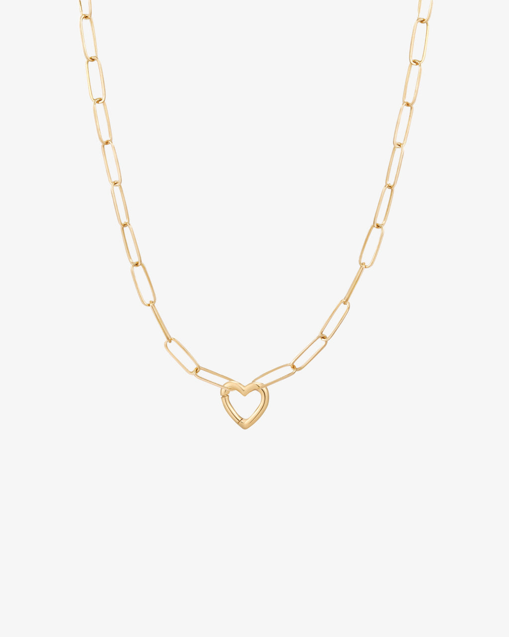 Golden Heart Paperclip Chain Necklace