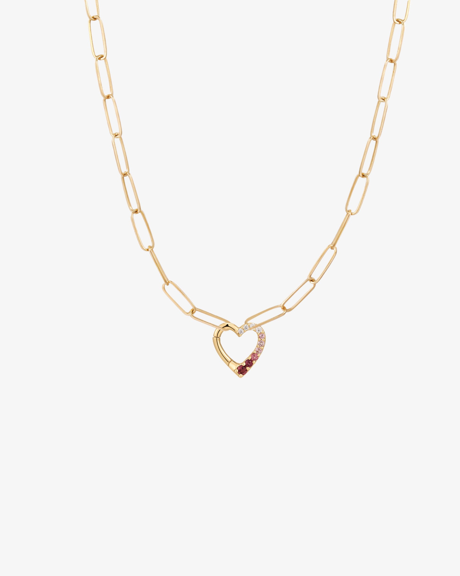 Gradient Heart Paperclip Chain Necklace