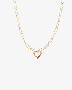 Gradient Heart Paperclip Chain Necklace