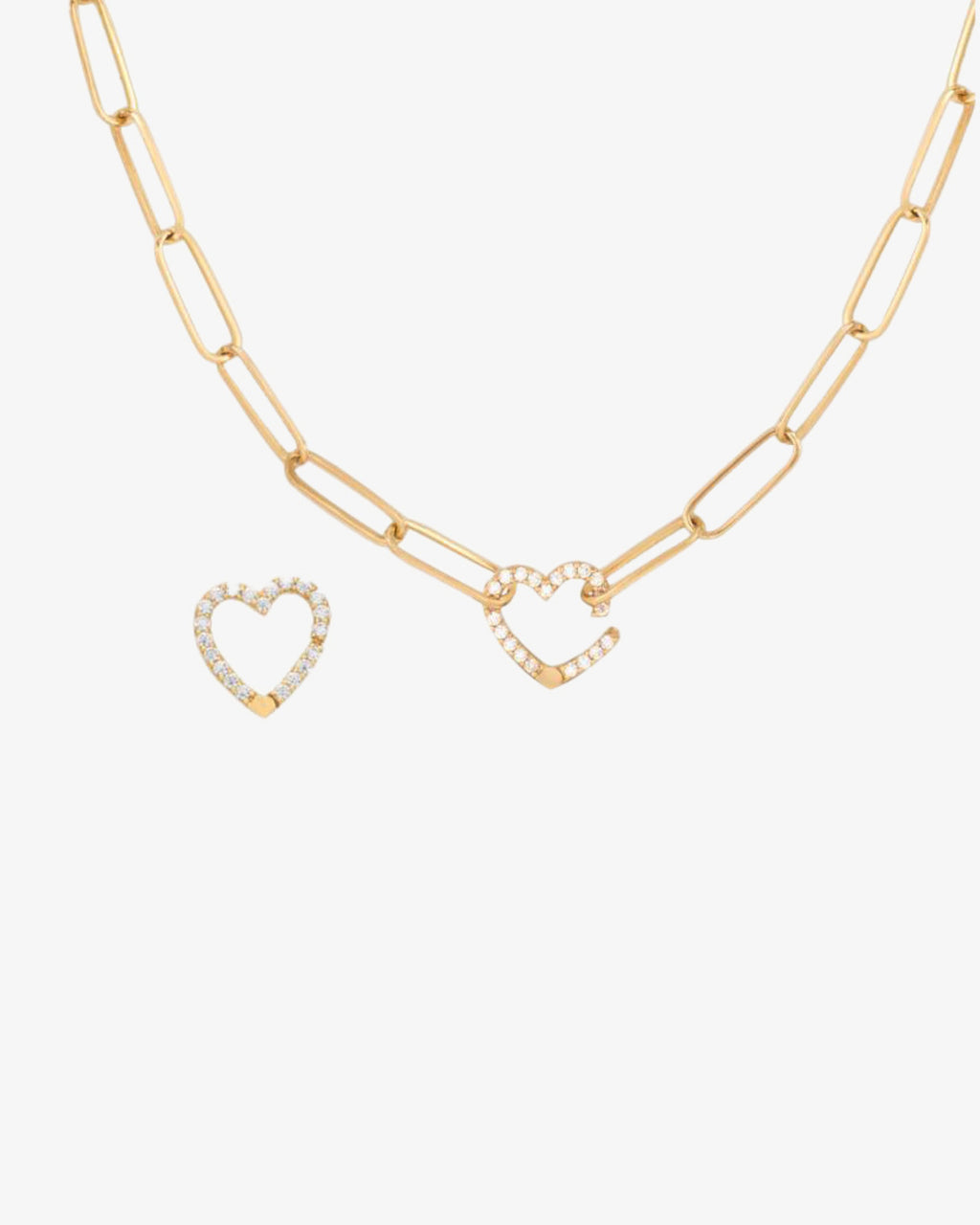 The Diamond Heart Paperclip Chain Necklace