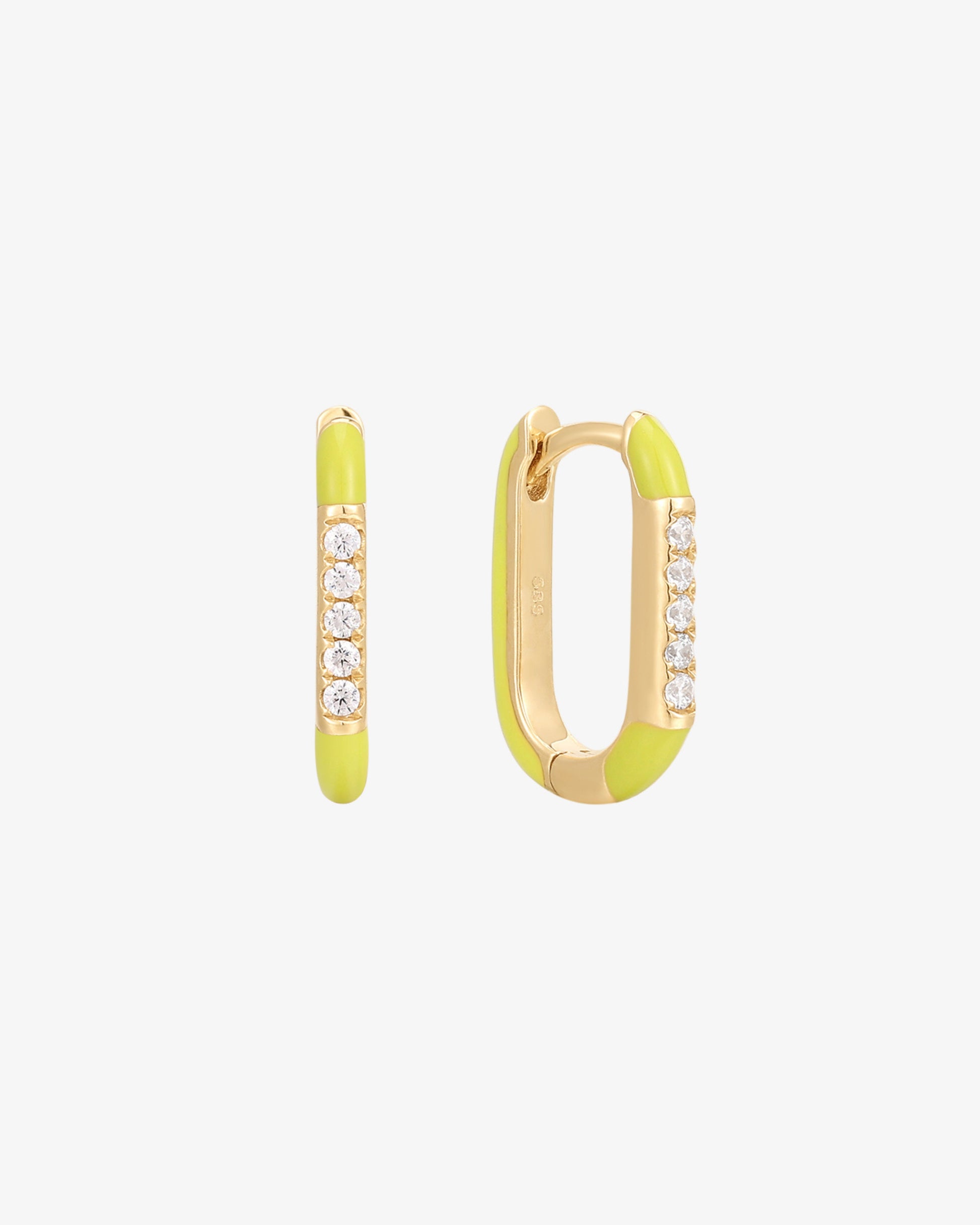 Enamel Rectangle Huggie Earring