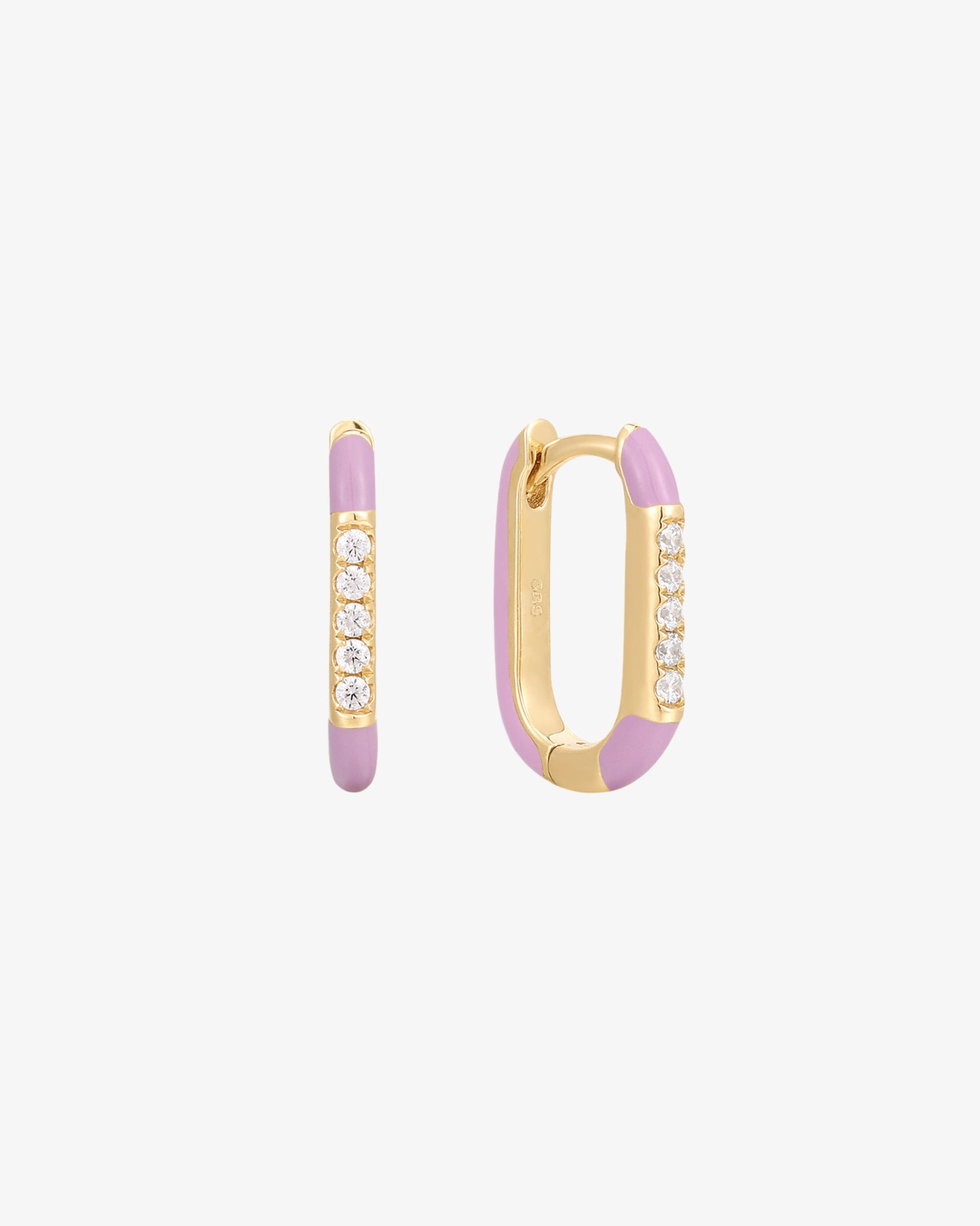Enamel Rectangle Huggie Earring