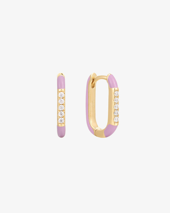 Enamel Rectangle Huggie Earring