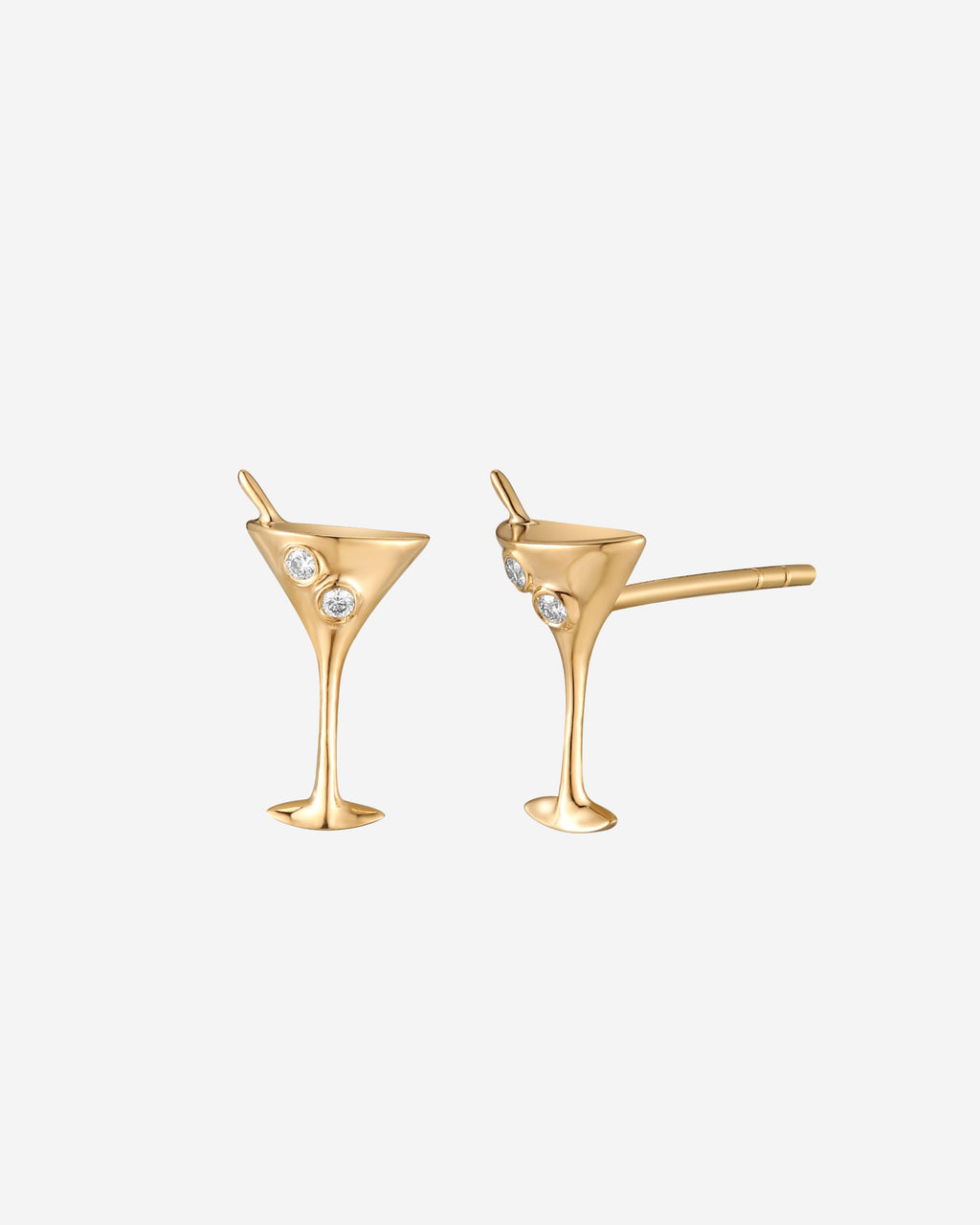 Gold Martini Stud Earring