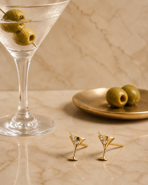 Gold Martini Stud Earring