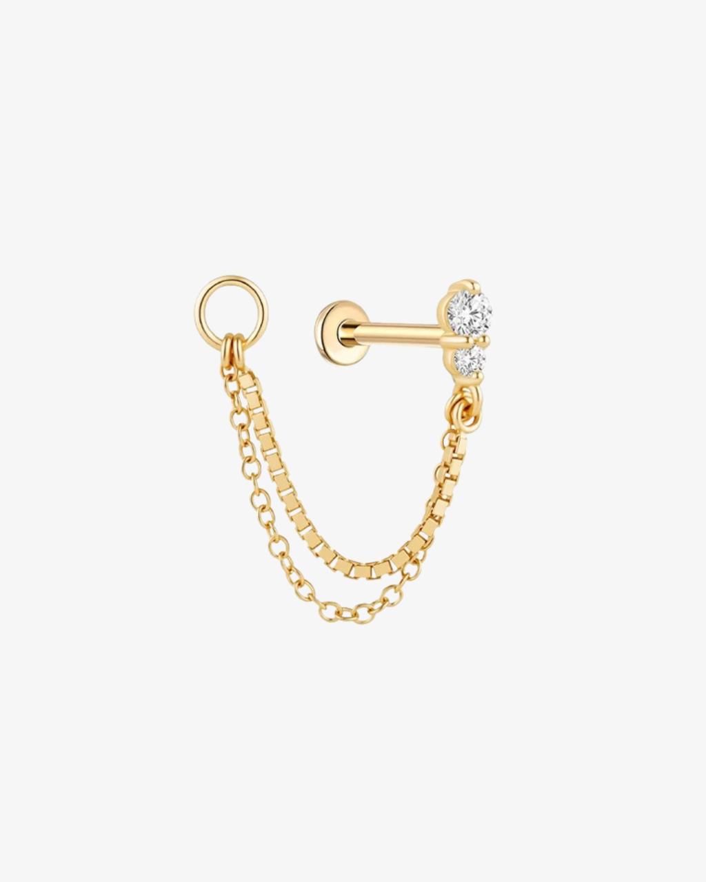 Diamond Double Chain Flatback Earring