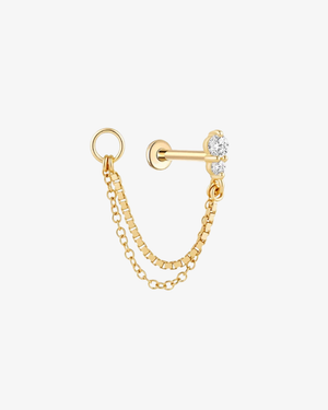 Diamond Double Chain Flatback Earring