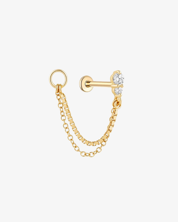 Diamond Double Chain Flatback Earring