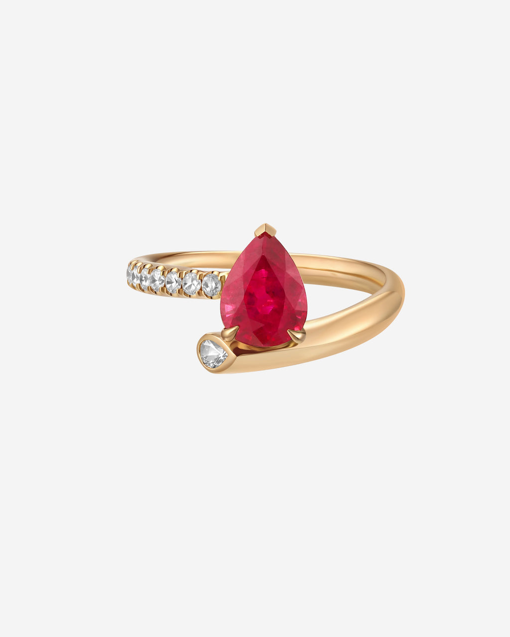 18K Yellow Gold Ruby Ring with Diamonds