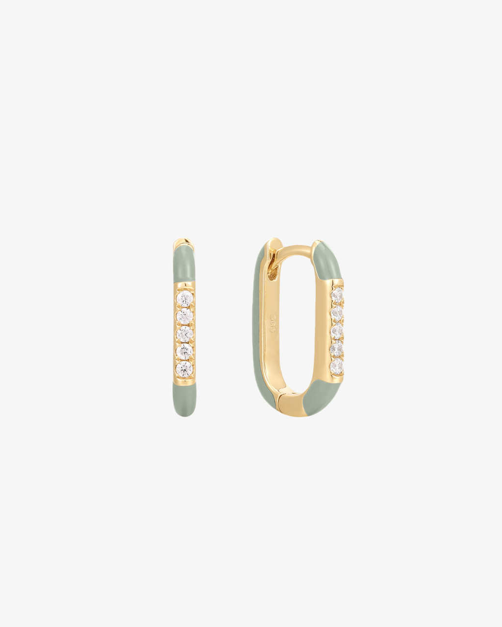 Enamel Rectangle Huggie Earring