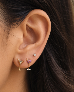 Gold Martini Stud Earring