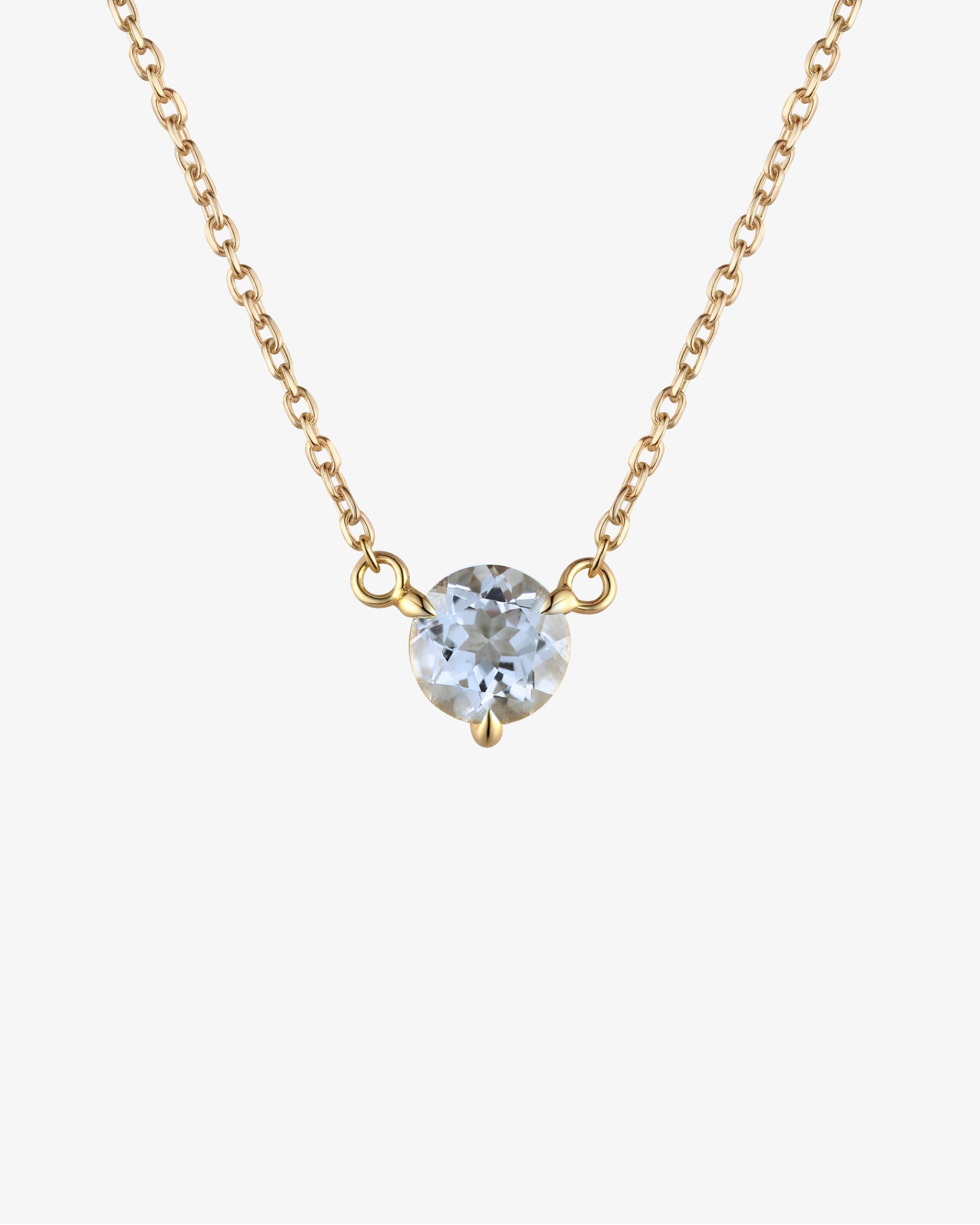 March Birthstone Aquamarine Solitaire Necklace