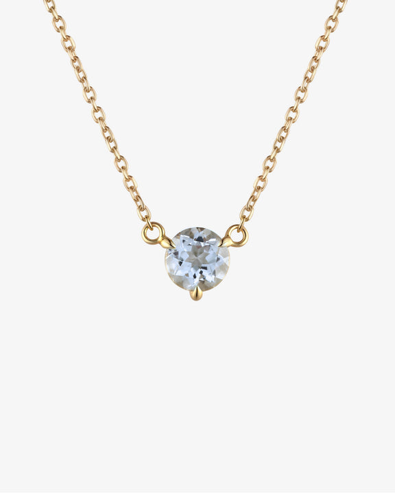 March Birthstone Aquamarine Solitaire Necklace