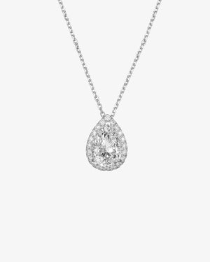 Lumiere Pear Halo Diamond Necklace