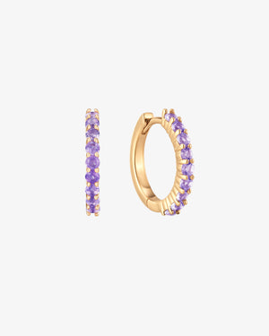 February Birthstone Amethyst Huggie Earring