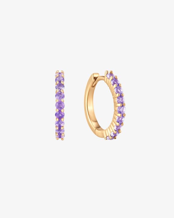 February Birthstone Amethyst Huggie Earring
