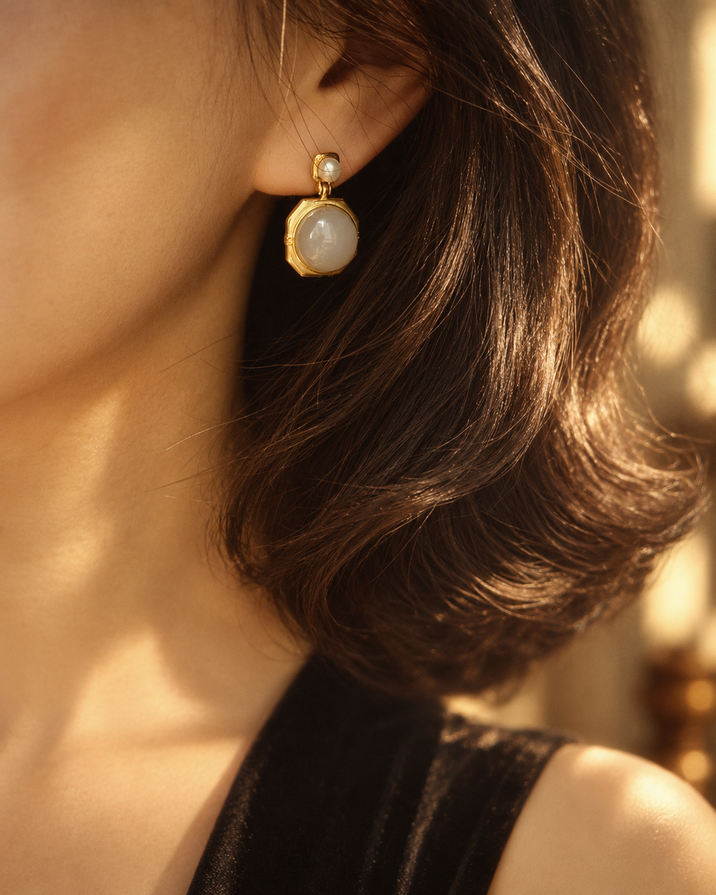 Luna Pearl Jade Drop Earrings