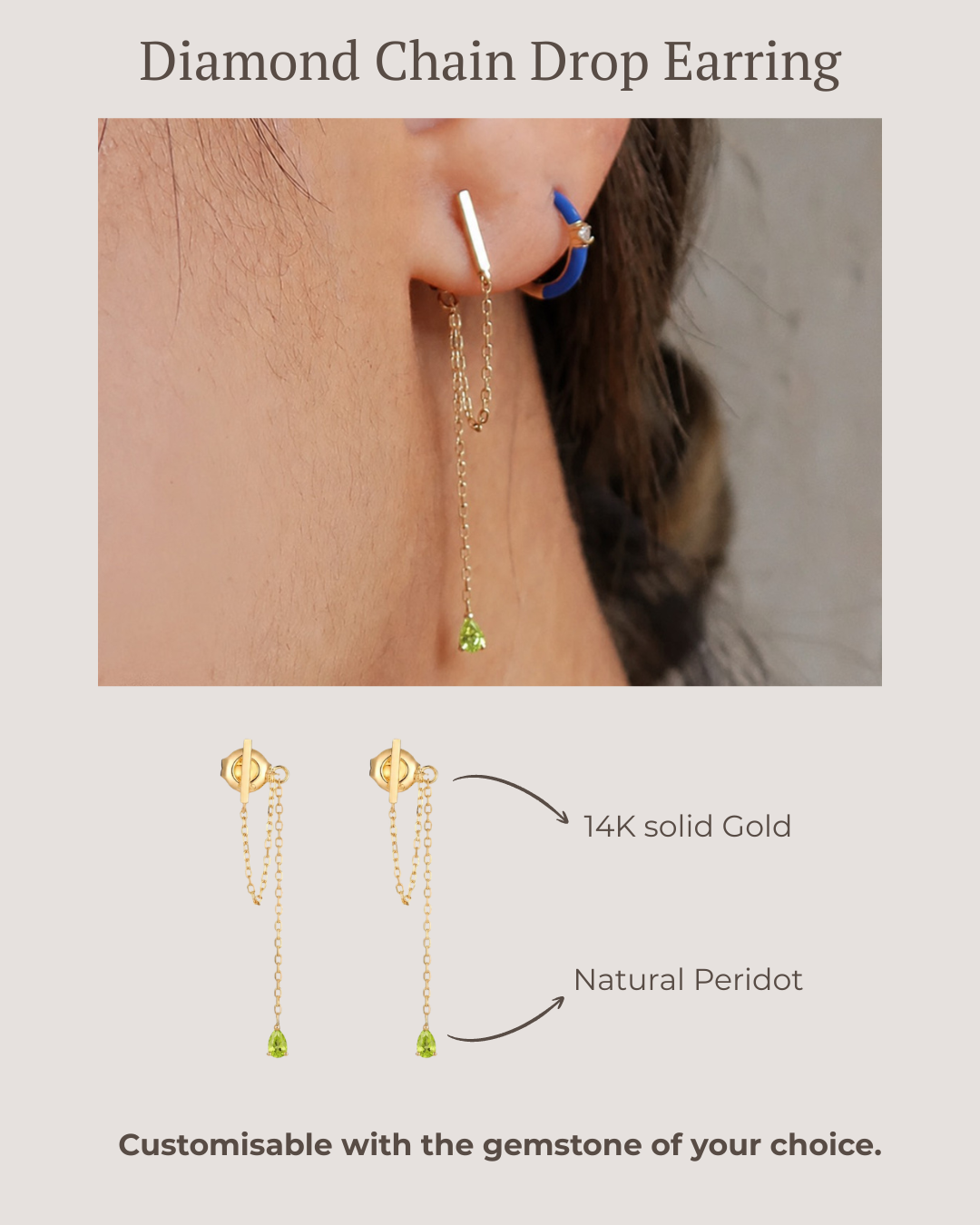 Diamond Chain Drop Earring