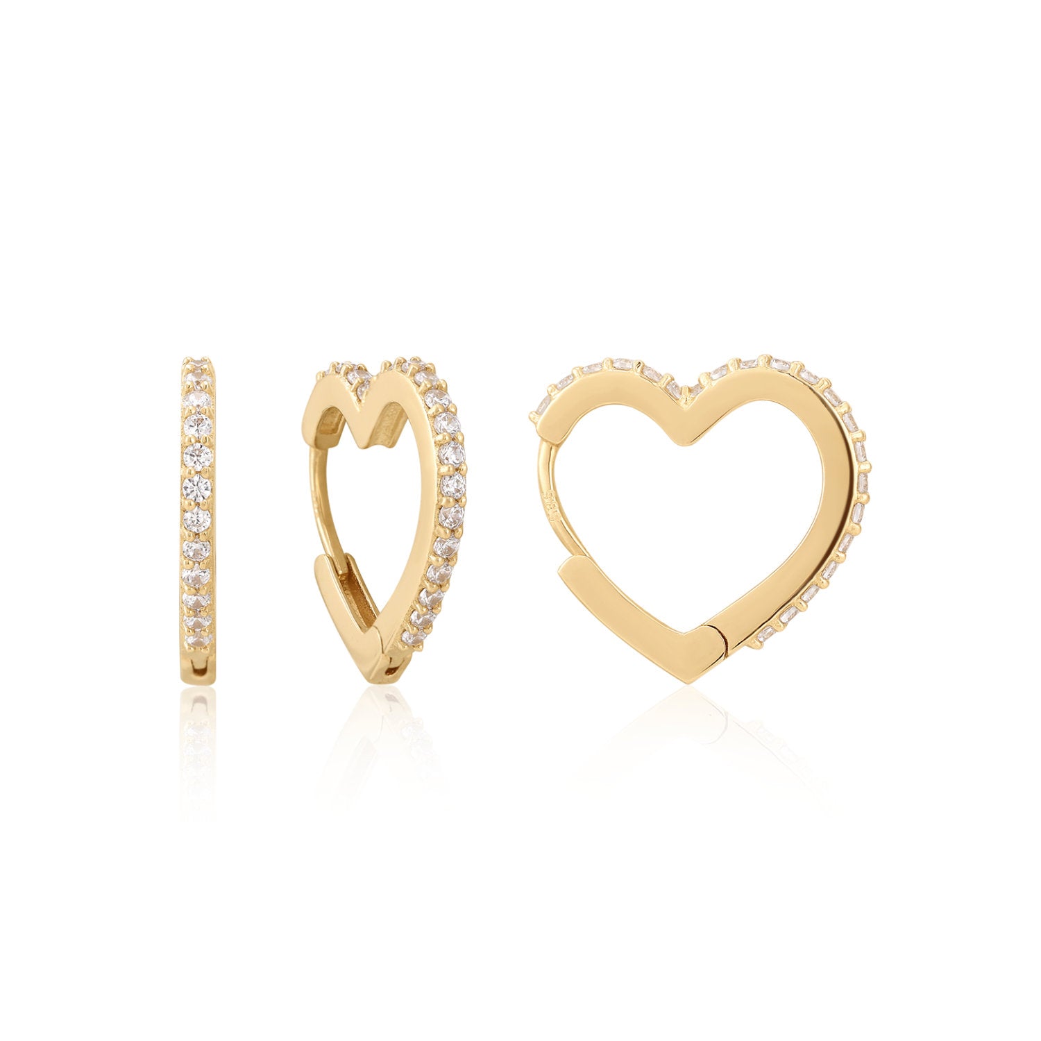 Diamond Heart Earring in Solid Gold