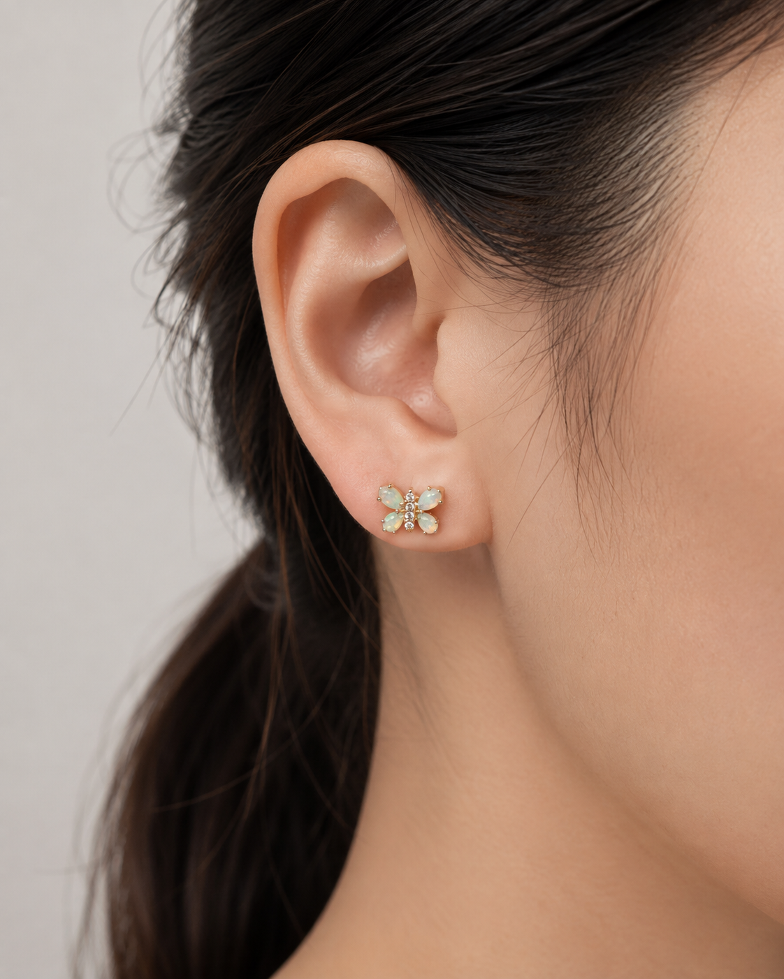 Aurora Butterfly Opal Stud Earrings