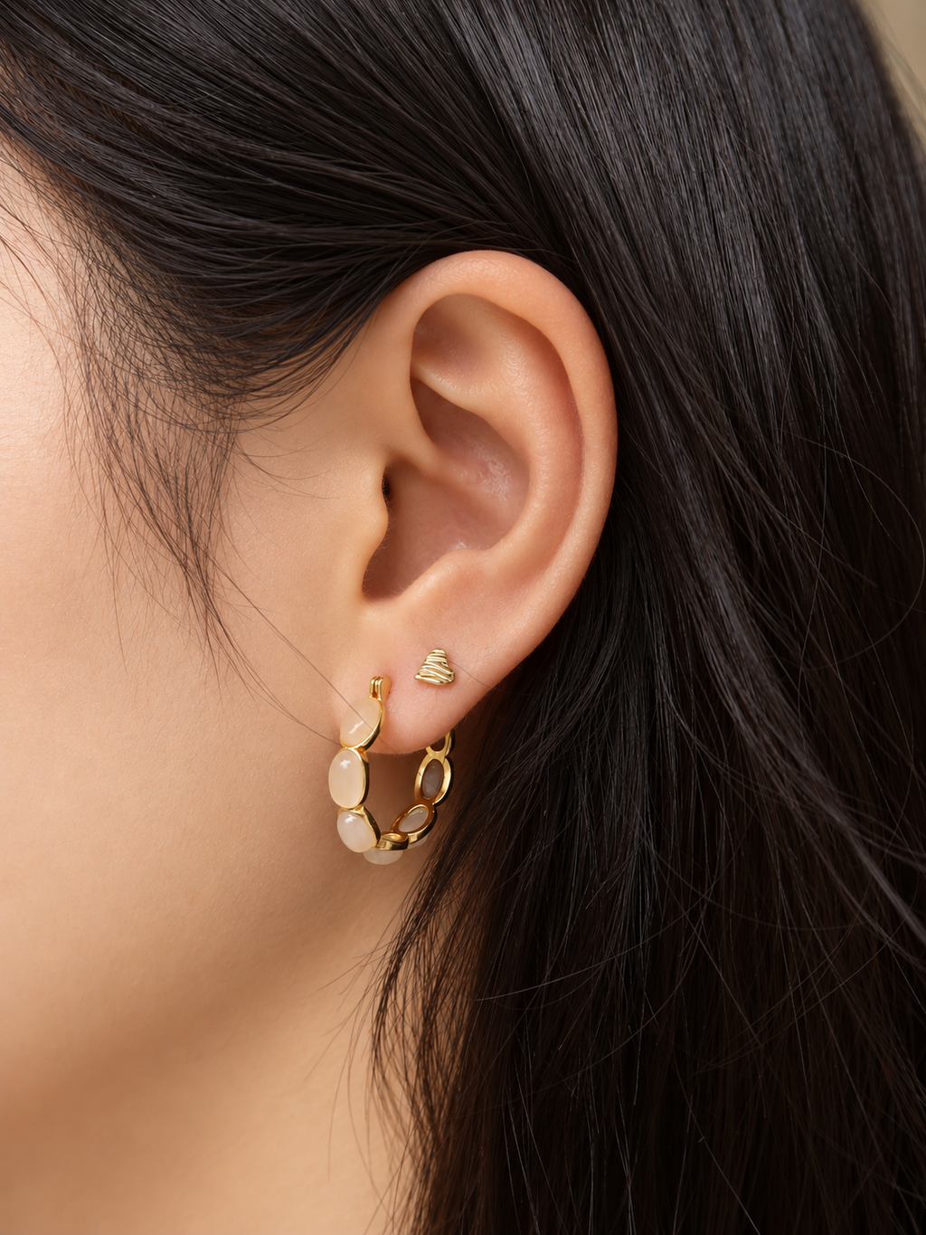 Aurora Jade Hoop Earrings
