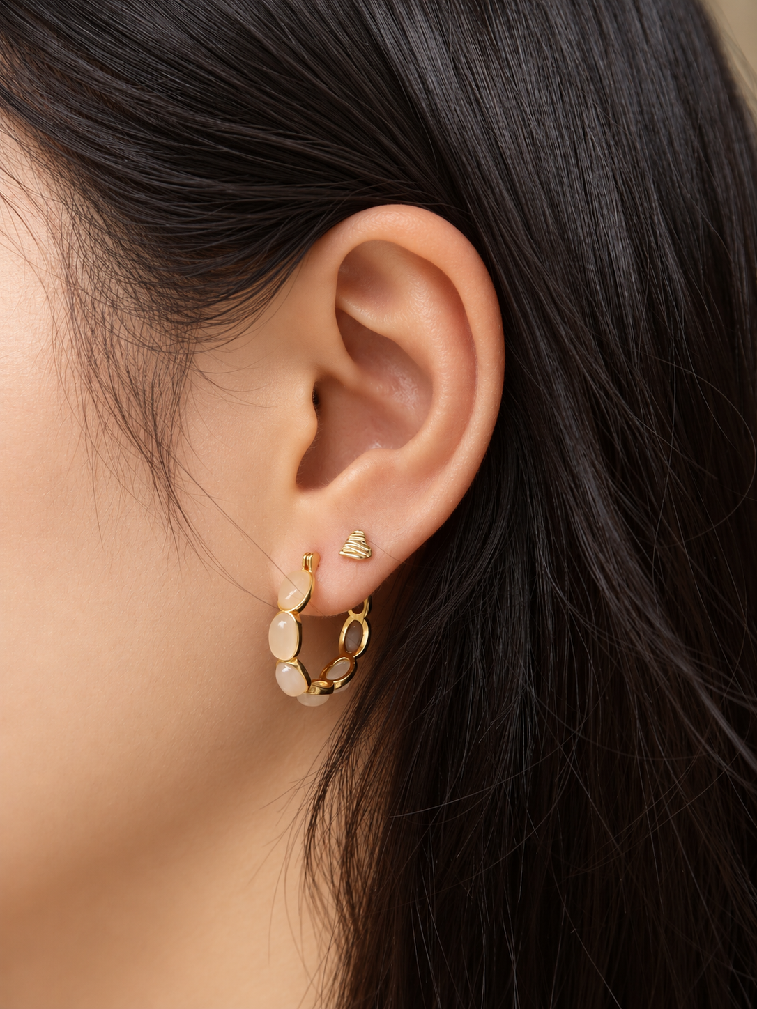 Aurora Jade Hoop Earrings