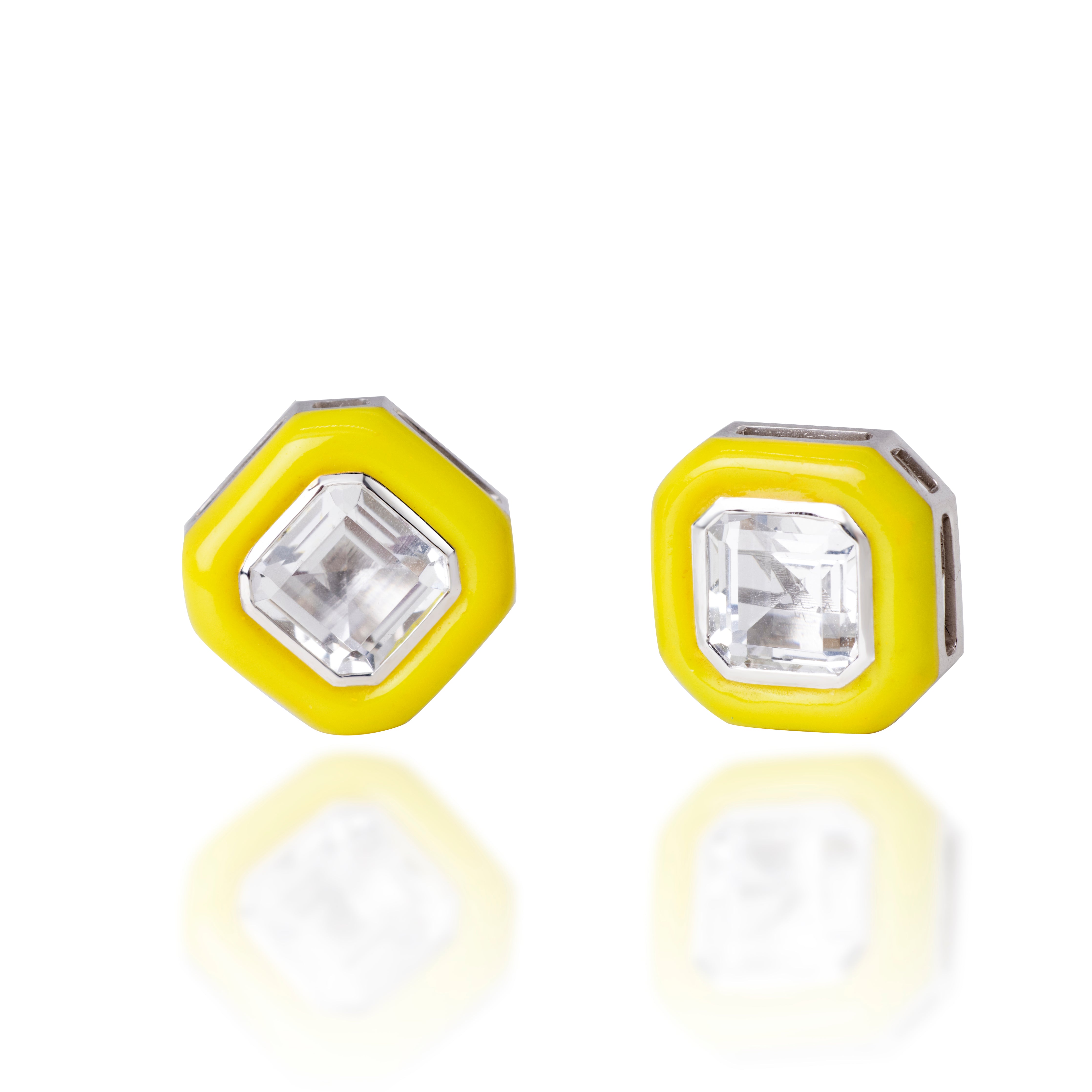 Sunny Double-Wear Enamel Earrings in Solid Gold