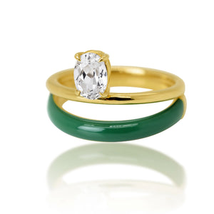 Verdant Enamel Solitaire Ring