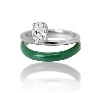 Verdant Enamel Solitaire Ring