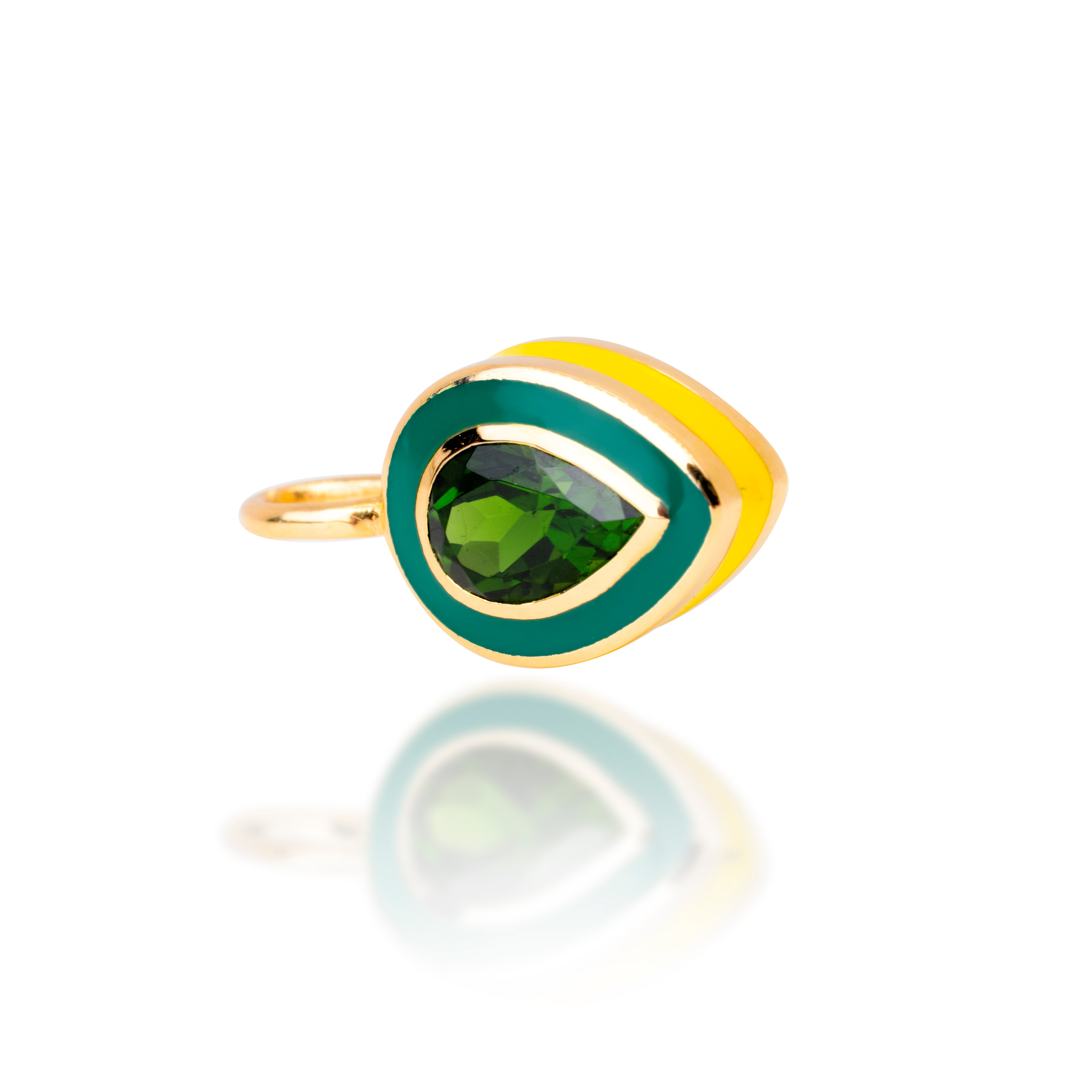 Viridian Enamel Charm in Solid Gold