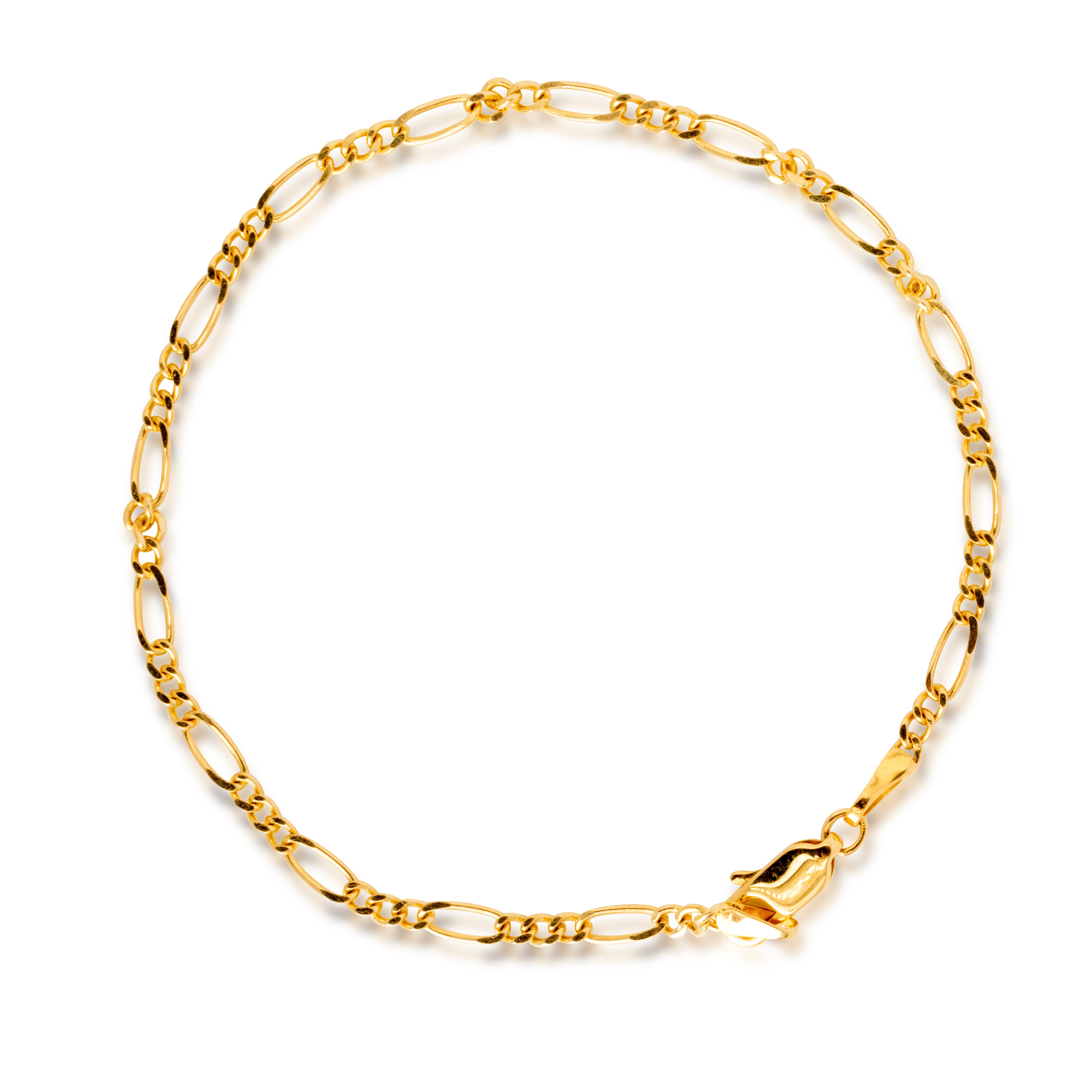 Figaro Chain Anklet in Solid Gold